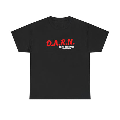 D.A.R.N. Bold Logo Tee — Red Retro Graphic T-Shirt