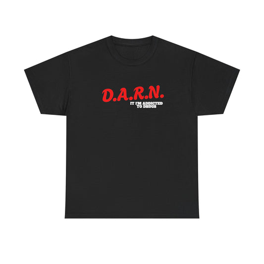 D.A.R.N. Bold Logo Tee — Red Retro Graphic T-Shirt